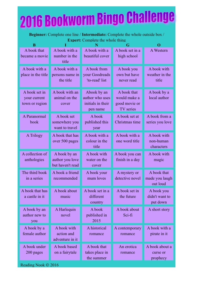 2016 Bookworm Bingo Challenge